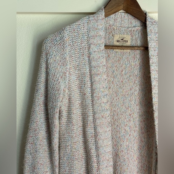 Hollister S Pink Blue Open Long Cardigan Sweater - Picture 3 of 9